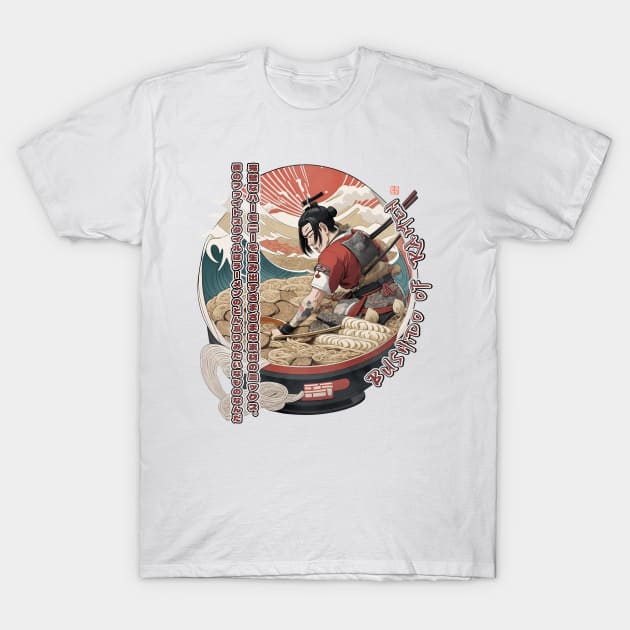 Martial Arts Ramen Noodles Fusion Samurai Warrior T-Shirt by 8 Fists of Tees